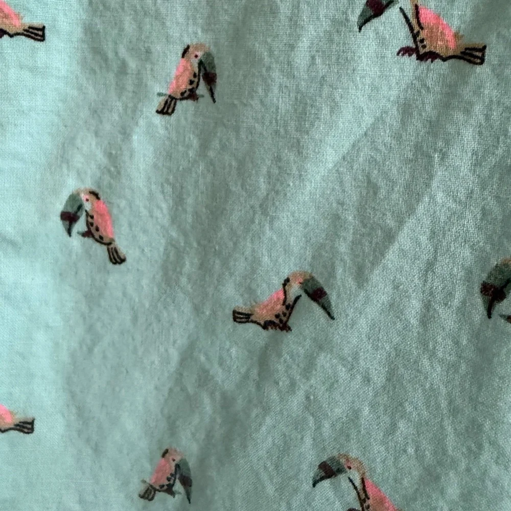 Men's jcrew Light Blue Short-Sleeve Button-Up Shirt with toucans